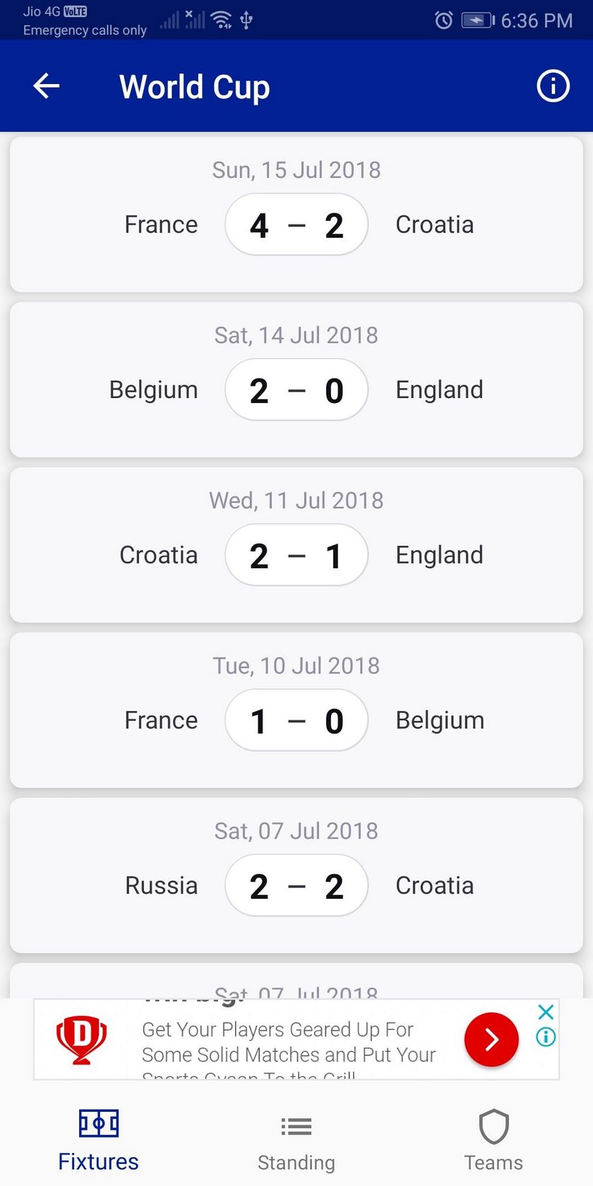 Livescores and Most Recent Football Outcomes